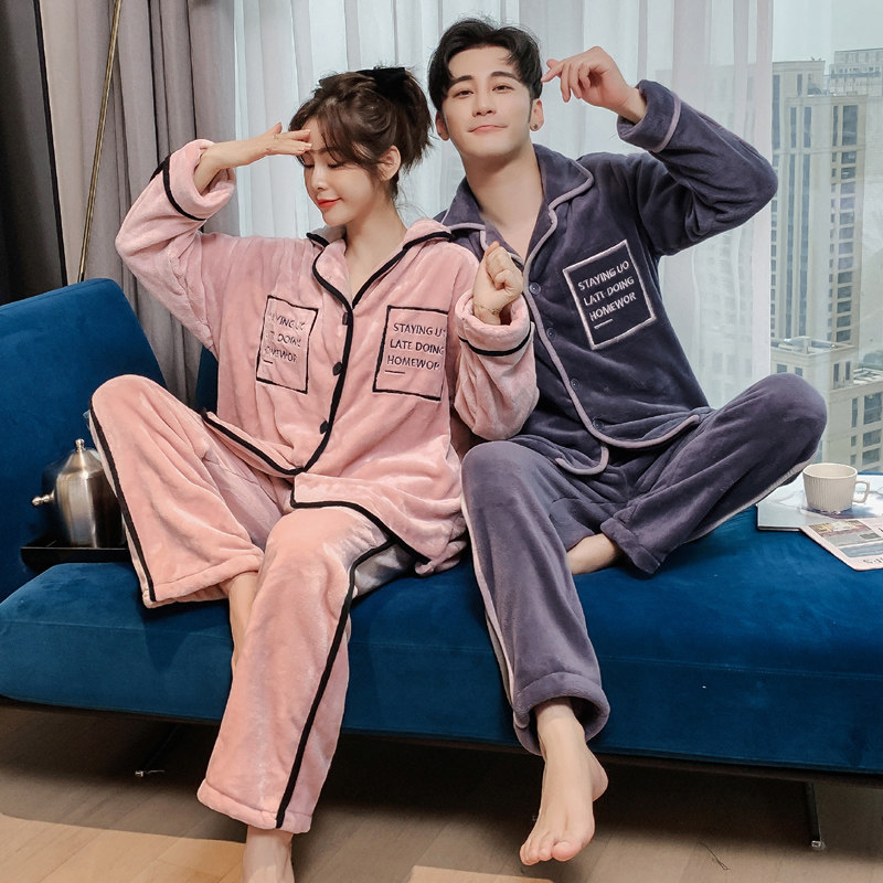 思湘妮情侣款珊瑚绒男士法兰绒睡衣 思湘妮女装睡衣/家居服套装