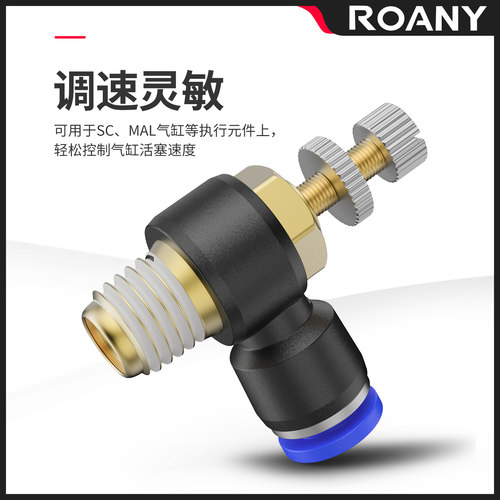 快速接头调速开关JSC调节阀节流阀气动可调气缸SL 6 8 01 02 M5 - 图3