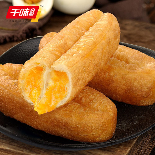 千味央厨咸蛋黄注芯小油条252g早餐半成品火锅油条涮煮食材冷冻 - 图0