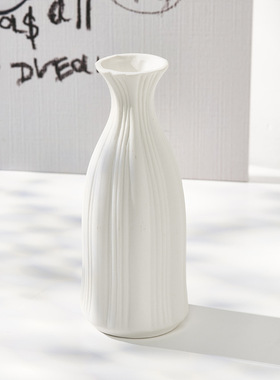 北欧陶瓷白色干花花瓶水养家居装饰咖啡厅客厅插花摆件摆设道具