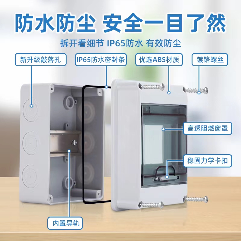 防水配电箱家用明装强电箱防漏电室内户外5回路箱塑料空气开关盒 - 图0