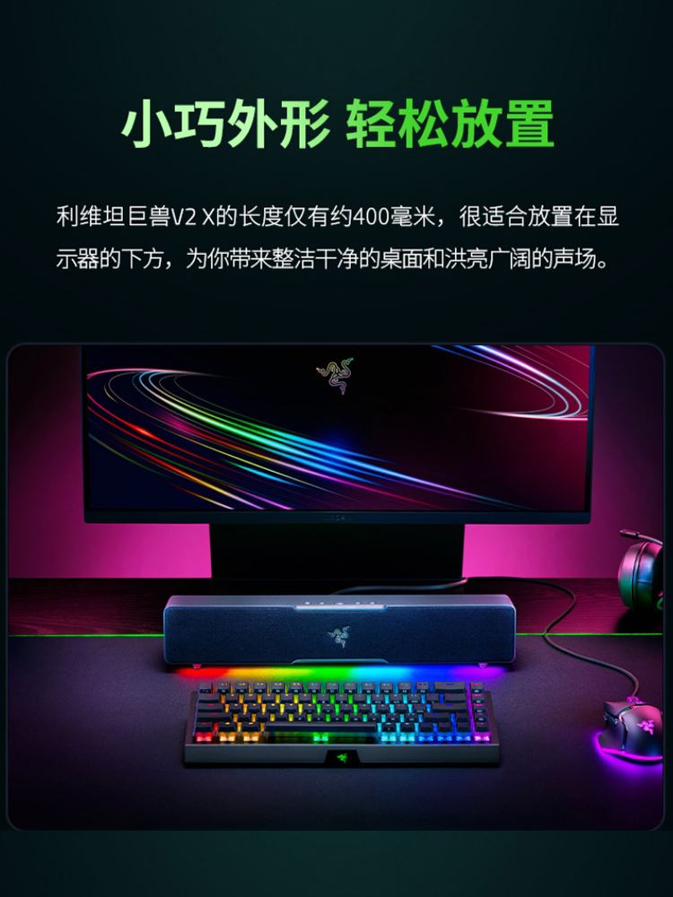 Razer雷蛇利维坦巨兽V2X音响条形蓝牙音箱电脑游戏环绕声幻彩灯效 - 图3