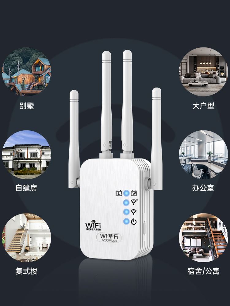 千兆wifi信号放大器1200M5G双频网口增强器无线路由器扩展中继器 - 图2