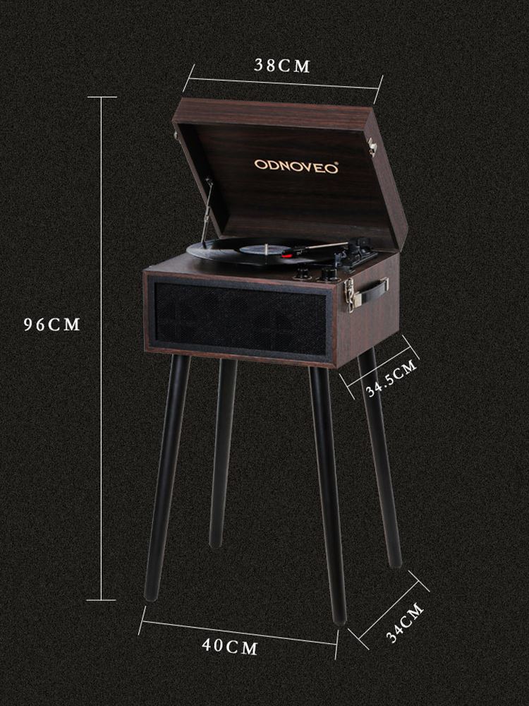 欧蒂诺落地式黑胶唱片机轻奢蓝牙U盘FM音响美式多功能复古留声机 - 图1
