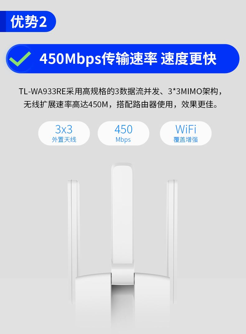 TP-LINK wifi信号增强放大器家用无线网络中继高速穿墙接收加强扩大路由扩展tplink穿墙王千兆百兆WA933RE - 图3