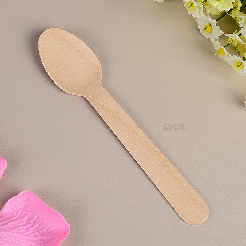 勺子一次性加厚勺甜品勺外卖打包勺稀饭勺生日蛋糕降解木勺甜品勺,淘宝优惠券,粉丝福利购,淘宝优惠卷