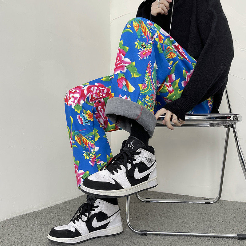 东北大花裤子男女款抖音同款炸街INS嘻哈裤束脚裤哈伦裤加绒加厚,淘宝优惠券,粉丝福利购,淘宝优惠卷