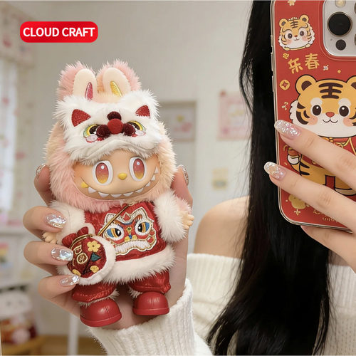 适用labubu一二三代娃衣喜庆新年拜年服套装拉布布前方高能衣服 - 图0