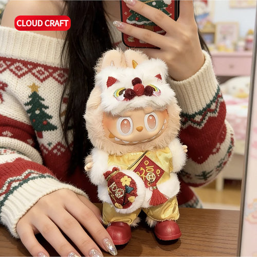 适用labubu一二三代娃衣喜庆新年拜年服套装拉布布前方高能衣服 - 图1