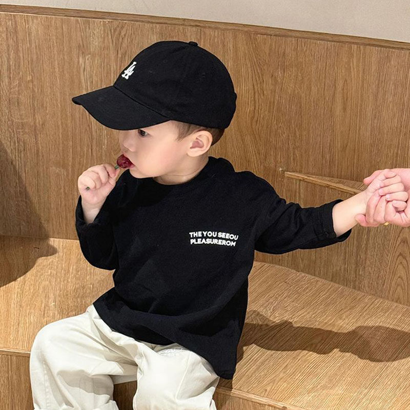 儿童纯棉舒适内搭打底衫春装新款男童韩范帅气字母印花长袖t恤薄,淘宝优惠券,粉丝福利购,淘宝优惠卷