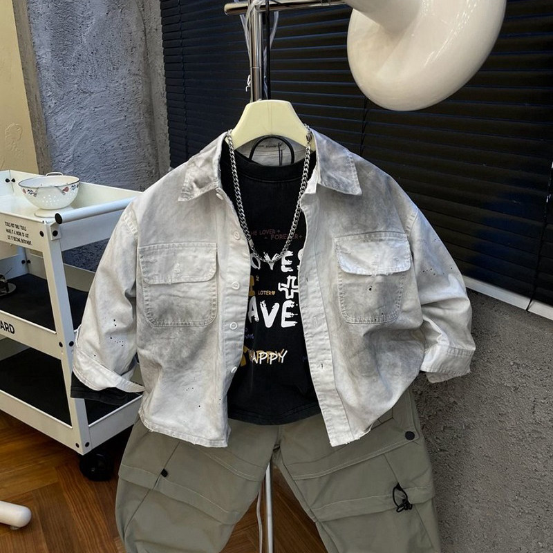 2026新款秋装男童潮酷帅气圆领长袖t恤中小童时髦做旧风内搭上衣,淘宝优惠券,粉丝福利购,淘宝优惠卷