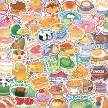 (Original) 50 Animal Food Combo Series Cartoon Stickers Cute Handbill Water Glass Computer Waterproof Sticker
