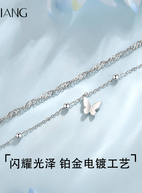 纯银韩版简约个性森系冷淡风手饰手链足银925