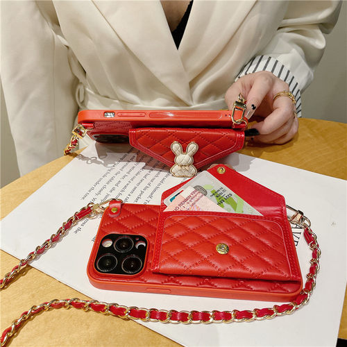 适用苹果17手机壳斜跨iphone16promax全包防摔15pro真皮14plus背带挂绳13小香风卡包保护套12网红11女Air新款 - 图2