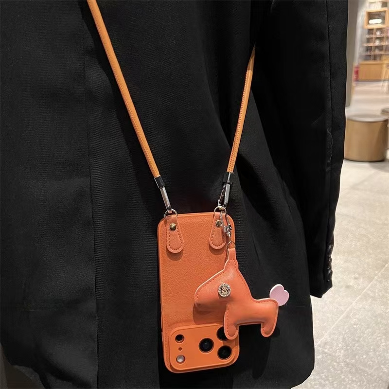 适用苹果17promax手机壳iPhone16pro斜跨可背15plus全包防摔14pm保护皮套ip13带手提挂绳12高级感11女por新款 - 图1