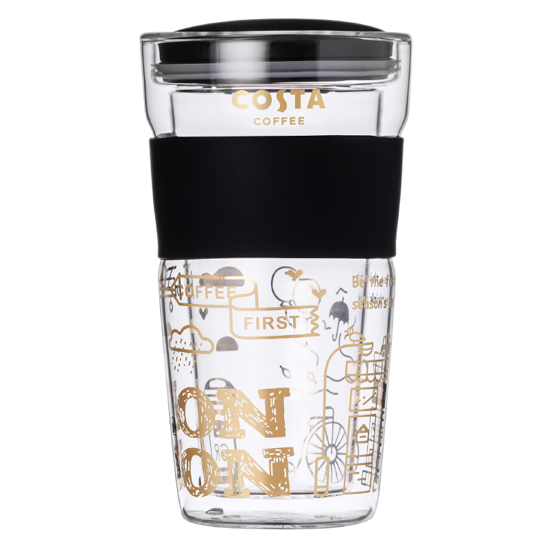 COSTA 双层隔热玻璃杯吸管喝水杯子欧式随手杯高档咖啡便携随行杯 - 图3