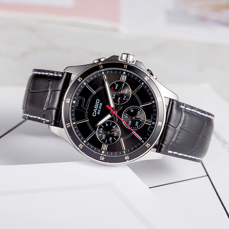 送礼卡西欧商务手表男MTP1374L/1374D防水石英表非机械表正品 - 图3