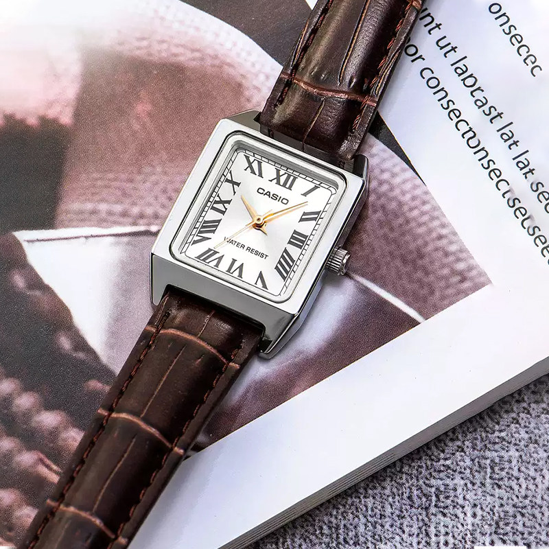 新年礼物卡西欧手表女秋冬网红小方表简约ins风电子表LTP-V007 - 图0