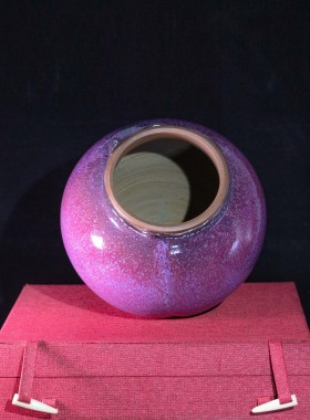 钧彩时光馆藏钧瓷《已故钧瓷泰斗国大师刘富安》【桃】