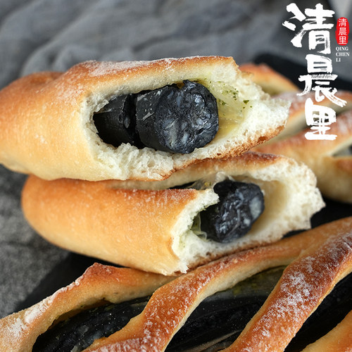 清晨里 墨鱼肠蒜香味软法棍无油无蔗糖法式面包短法棒早代餐糕点 - 图0