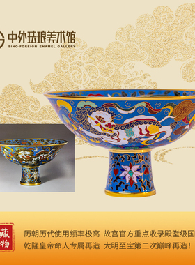 中外珐琅美术馆景泰蓝铜胎掐丝珐琅摆件高足碗果盘