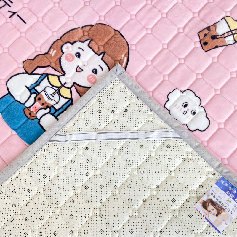 牛奶绒加厚夹棉防滑毛绒面毯子床单榻榻米毛毯法兰珊瑚绒铺床垫毯