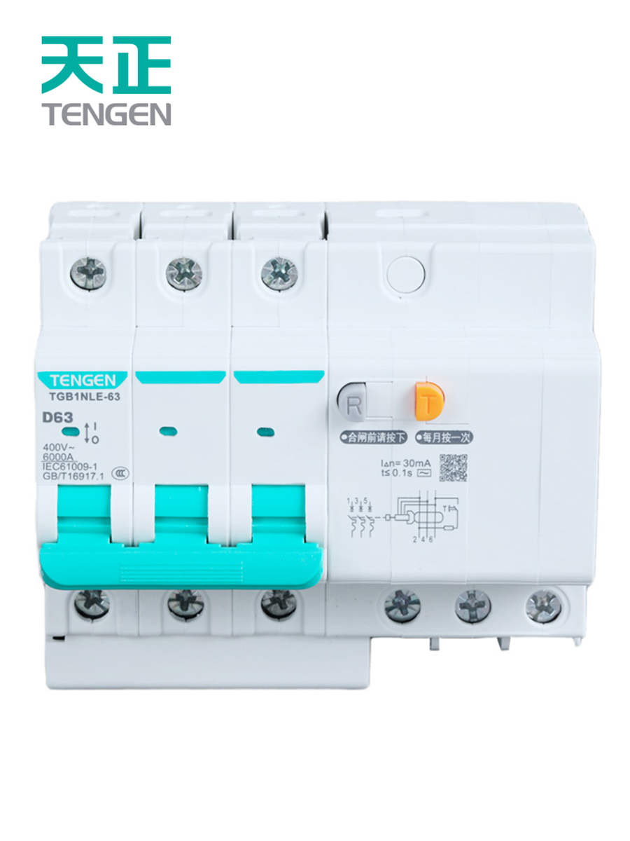 天正电气2P漏保63A断路器3P+N 4P 32A D型保护开关1P+N漏电保护器 - 图1