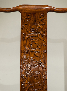 黄花梨苍龙教子独板南官帽椅成堂（一堂四只）中式古典家具收藏