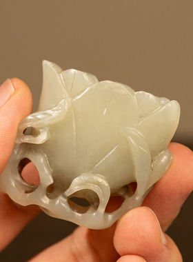 和田玉雕花口杯摆件玉器收藏