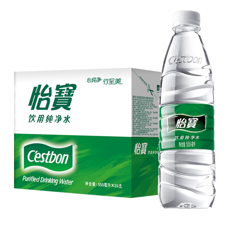 怡宝纯净水555ml*24瓶整箱饮用水小瓶水办家庭350ml会议用水 - 图0