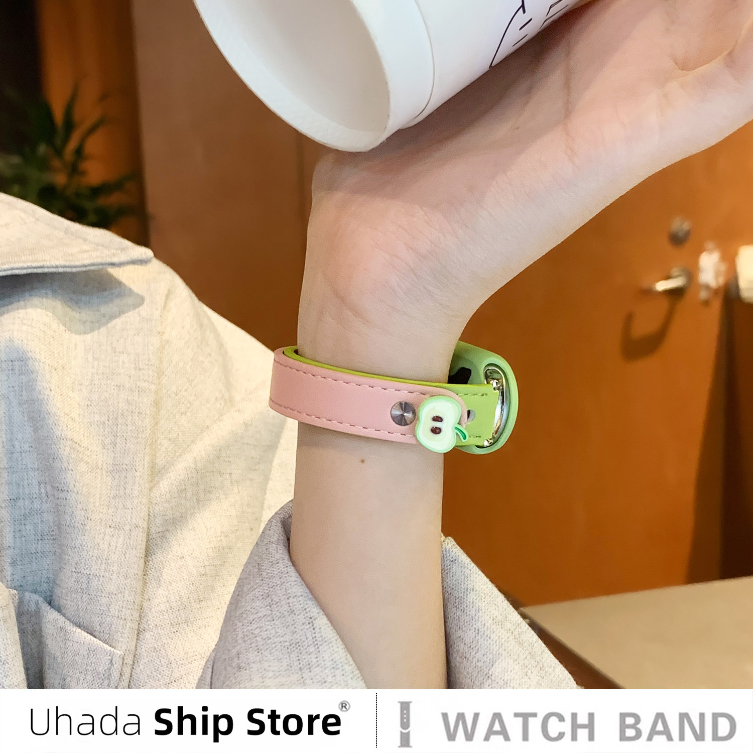 【青苹果】uhada适用小米手环10表带新款小米手环9表带高级感皮质双扣拼色夏天运动创意保护套小米手环8表带,淘宝优惠券,粉丝福利购,淘宝优惠卷