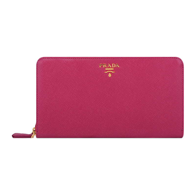 prada牡丹粉女士牛皮钱包 奢批海外钱包
