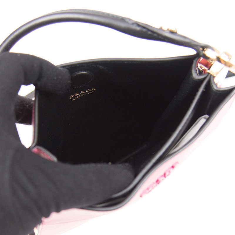 prada粉红色牛皮字母logo单肩包 奢批海外女士包袋