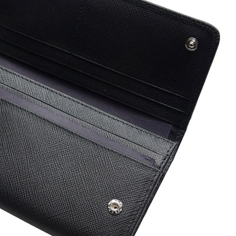 prada女包经典金属logo黑色钱包 奢批海外钱包