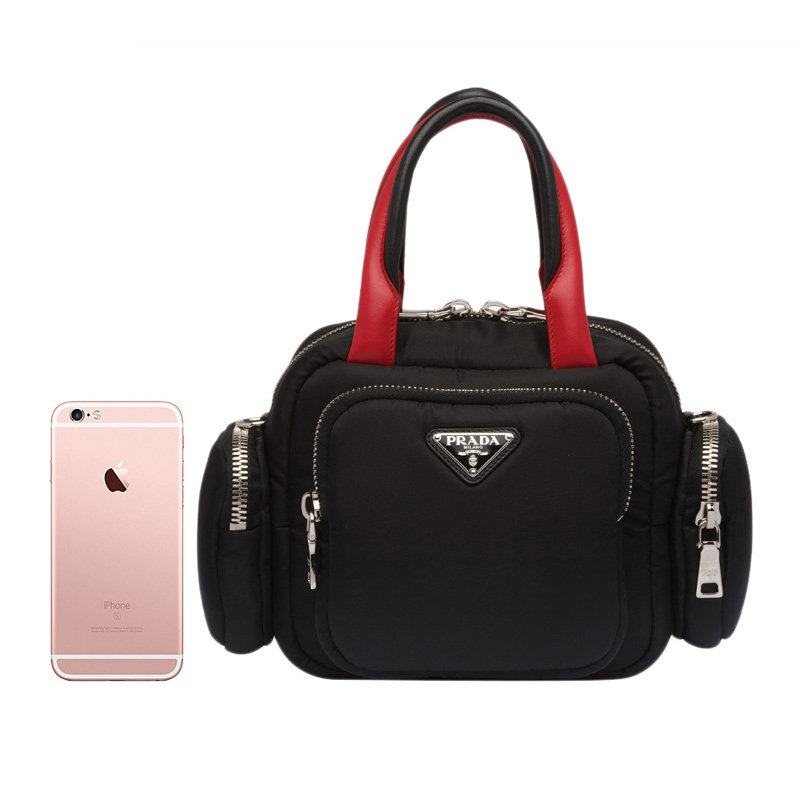 prada/普拉达女士黑色logo手提包 奢批海外女士包袋