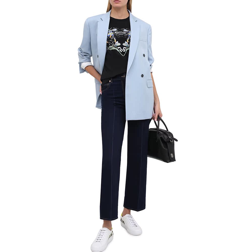 givenchy女士黑色棉质花卉图案t恤 奢批海外T恤