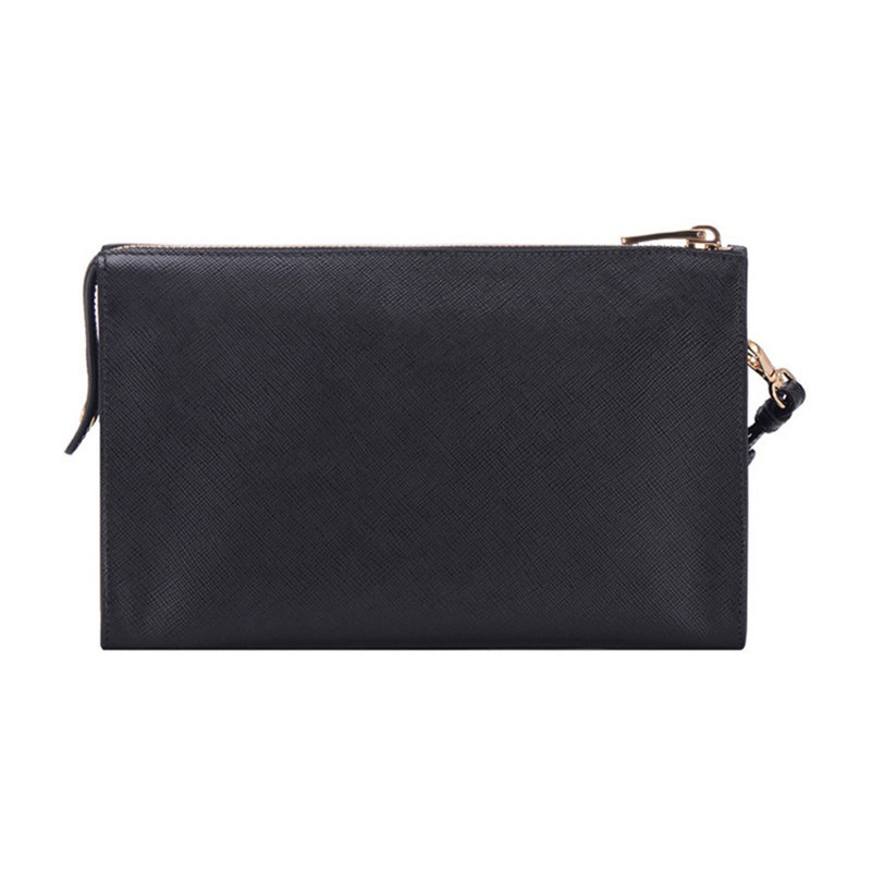 prada男包黑色牛皮logo标识零钱包 奢批海外男士包袋