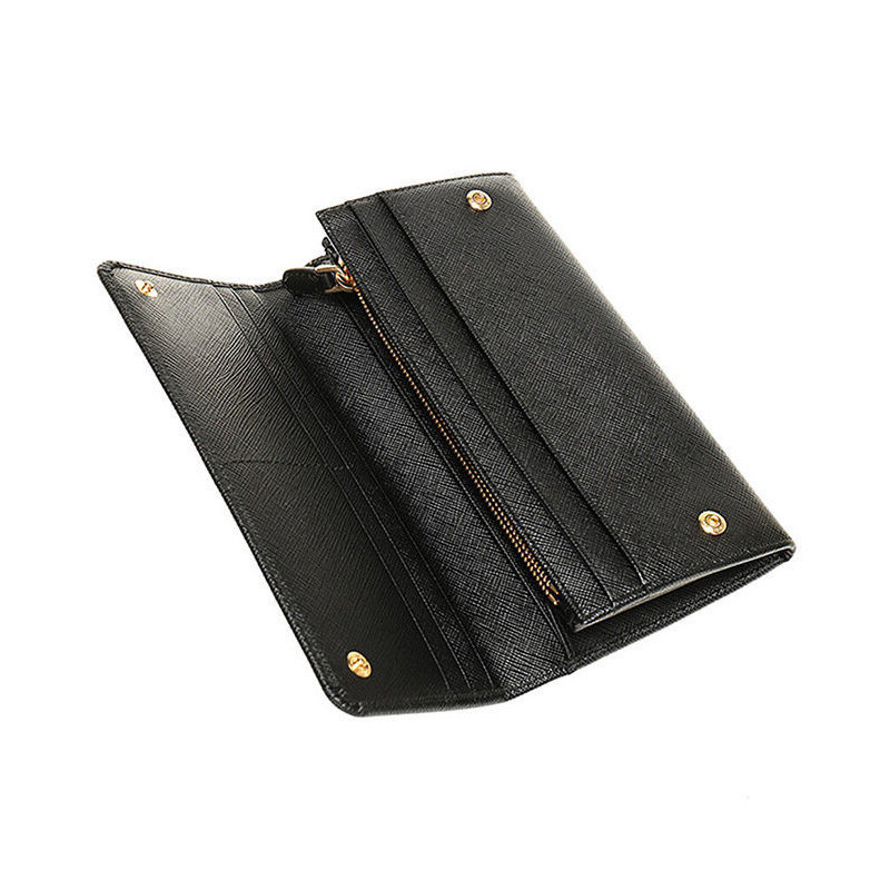 prada女包经典金属logo牛皮钱包 奢批海外钱包