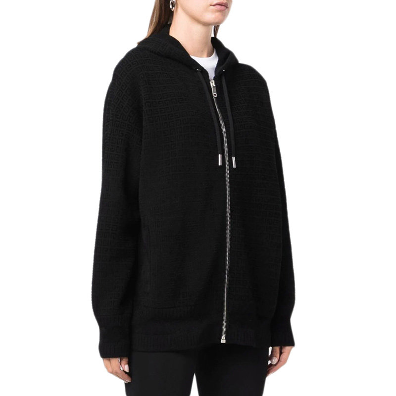 givenchy女士黑色棉混纺拉链运动衫 奢批海外卫衣/绒衫