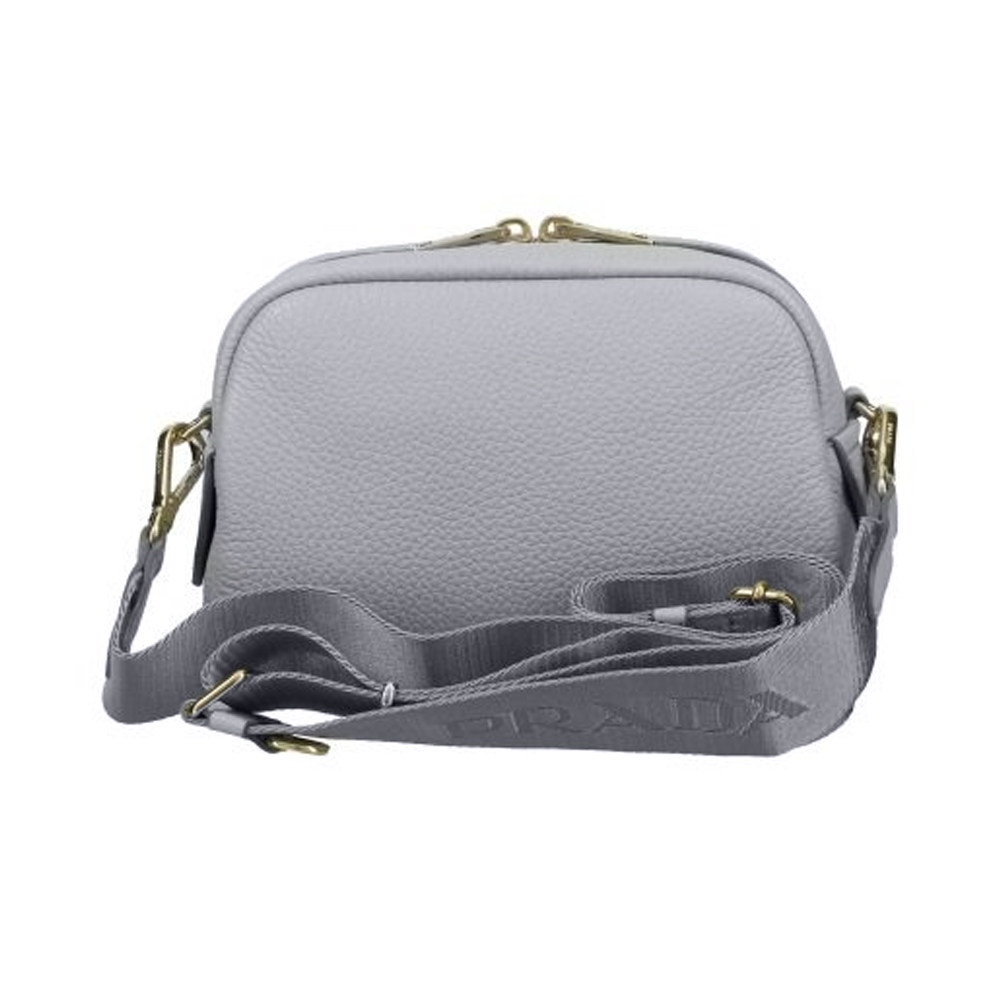 prada女士灰色皮革宽肩带斜挎包 奢批海外女士包袋