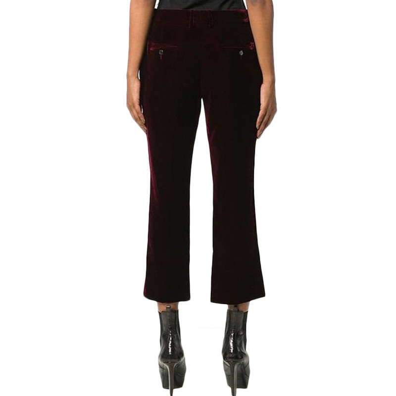 ysl /圣罗兰酒红色经典修身休闲裤 奢批海外休闲裤