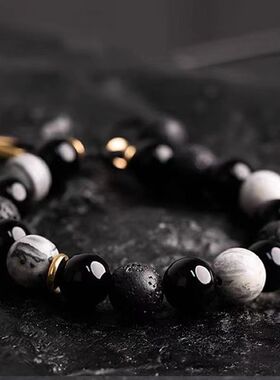 几何火山石串珠手链男款个性高