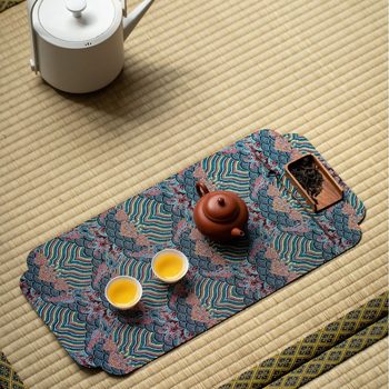 ຈີນ Zen ຊາ mat ສີຂຽວໄມ້ໄຜ່ຟັງ brocade ຊາ tablecloth ແຫ້ງແຊ່ນ້ໍາຊາຂະຫນາດນ້ອຍ mat ຊາທຸງຄົນຫນຶ່ງຕາຕະລາງທຸງ coaster ກັນນ້ໍາ