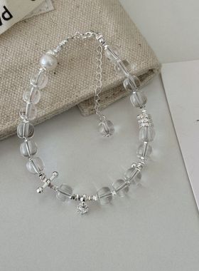 S925银淡水珍珠白水晶手链