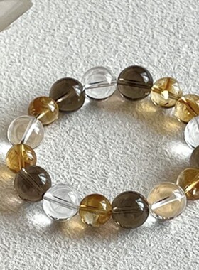 天然黄塔晶茶晶白水晶手串