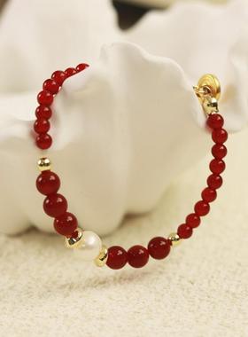 JINYU新年红玛瑙珍珠手链