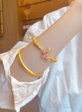 蝴蝶碎金盘缠手链古法沙金