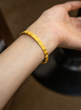 沙金手镯女款仿真黄金色镯子仿真