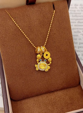 手到钱来古法沙金黄金色项链