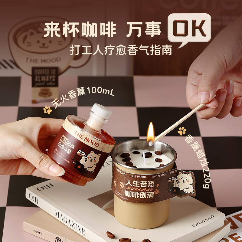 未知气味咖啡无火香氛礼盒创意生日礼物女小众高级感香薰蜡烛礼品 - 图0